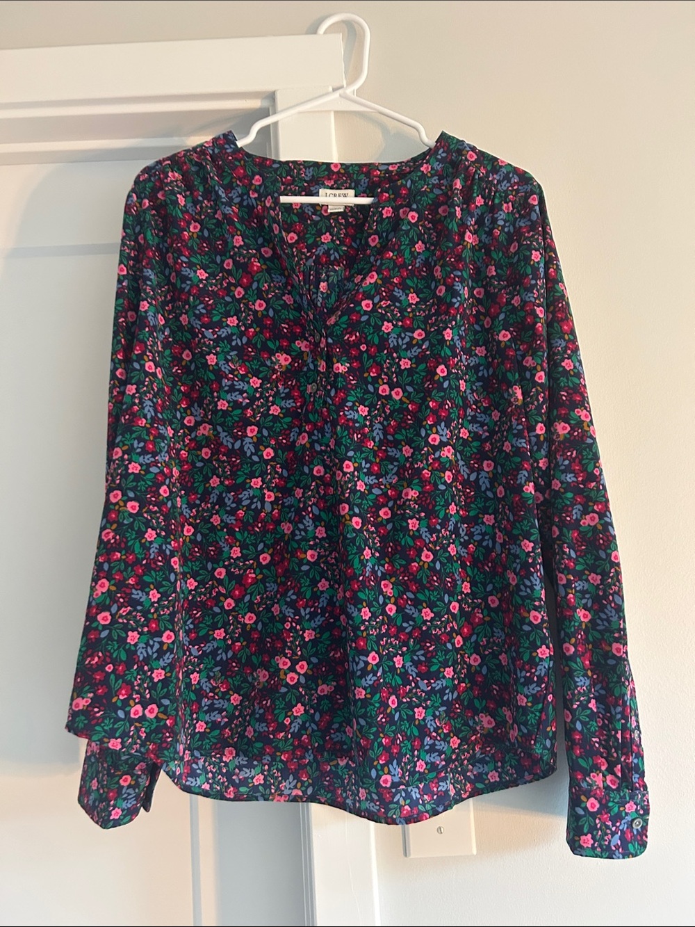 J. Crew Navy Floral Blouse